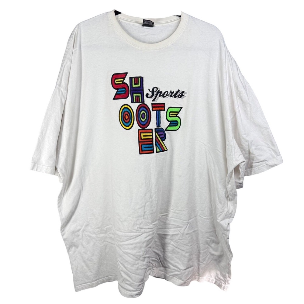 Shooters Sports Mens White Graphic T Shirt 4XL Embroidered Cotton Made USA